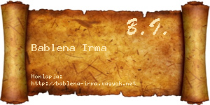 Bablena Irma névjegykártya